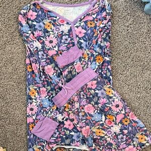 Little Sleepies Floral Pajamas- Purple and Blue NWOT